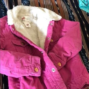 Little girls corduroy pink fleeced lined jacket